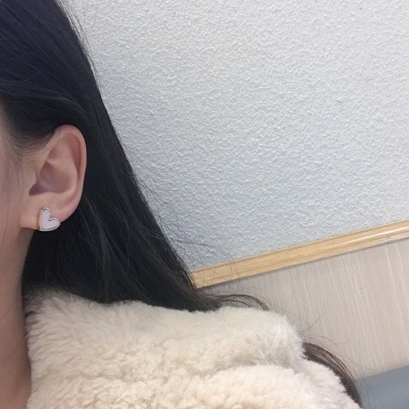 Cute Pink Heart Stone Stud Earrings for Women - Picture 11 of 11